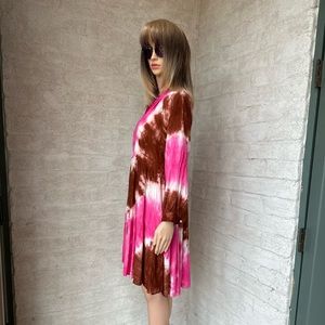AREA STARS Tie Dye Dress, 3/4 Long Sleeves, Button Cuffs
